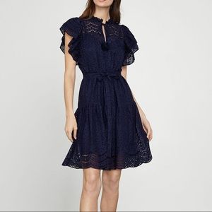 BCBGMaxAzria Eyelet Ruffle Dress -Pacific Blue New